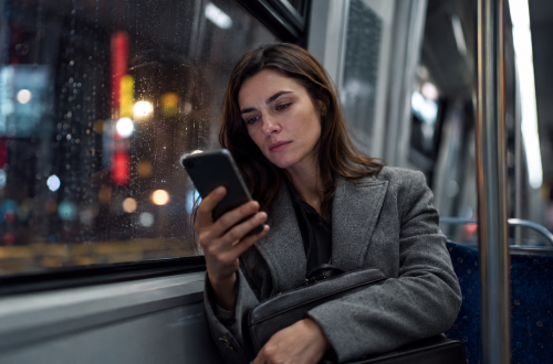 Evening. Woman in metro.